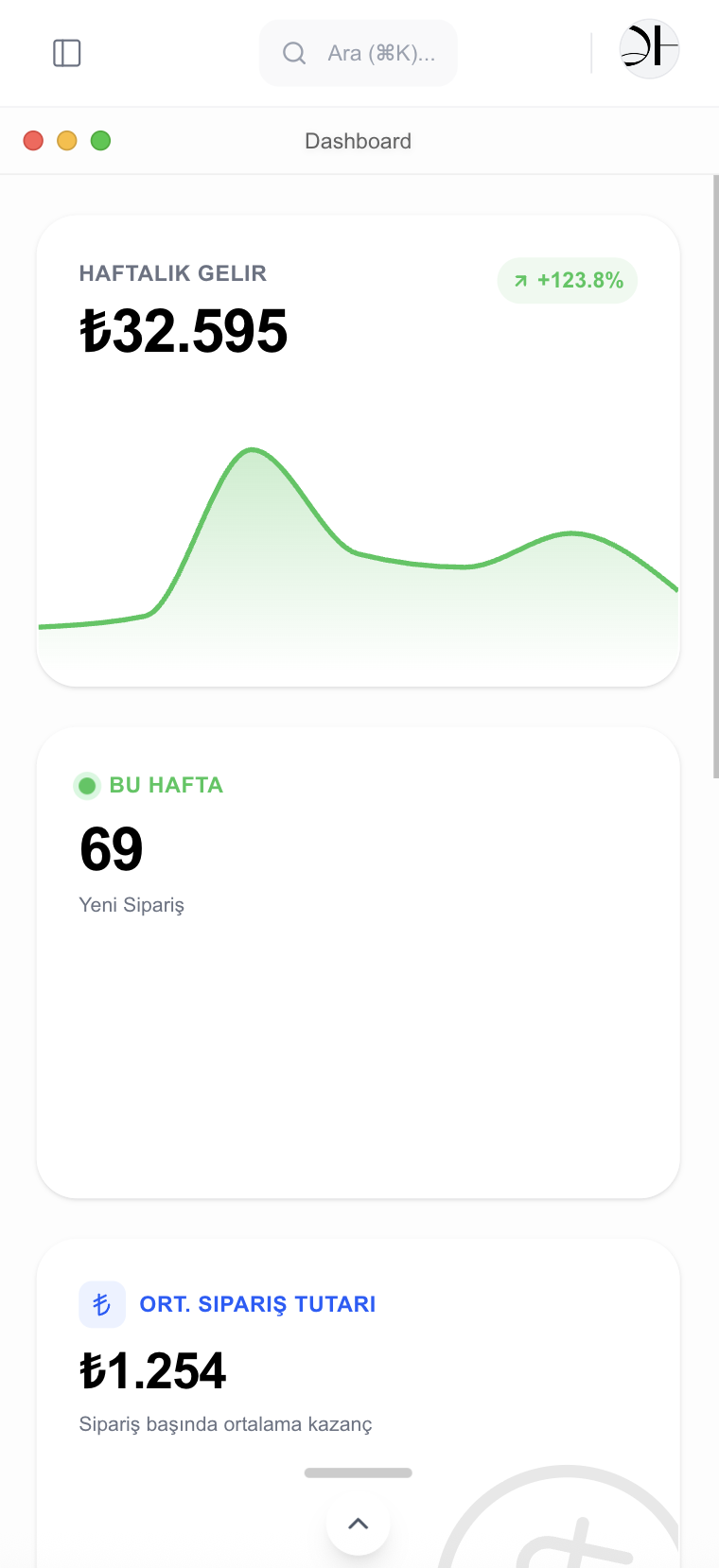 Mobile Main Dashboard